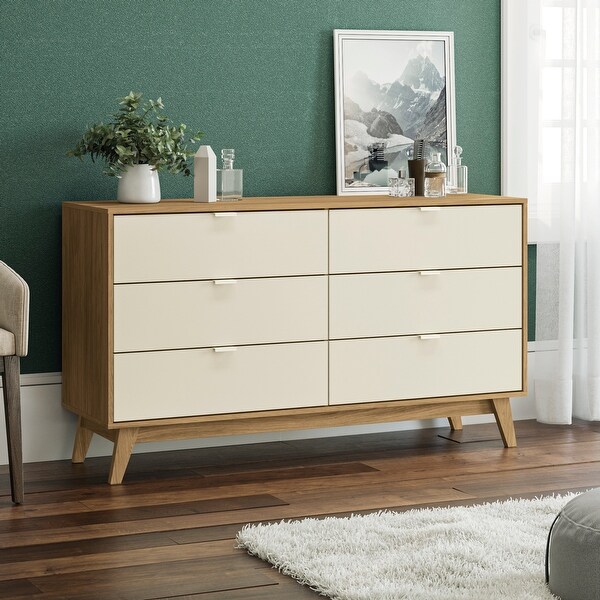 Hartford 6 Drawer Dresser - Light Brown/Crème