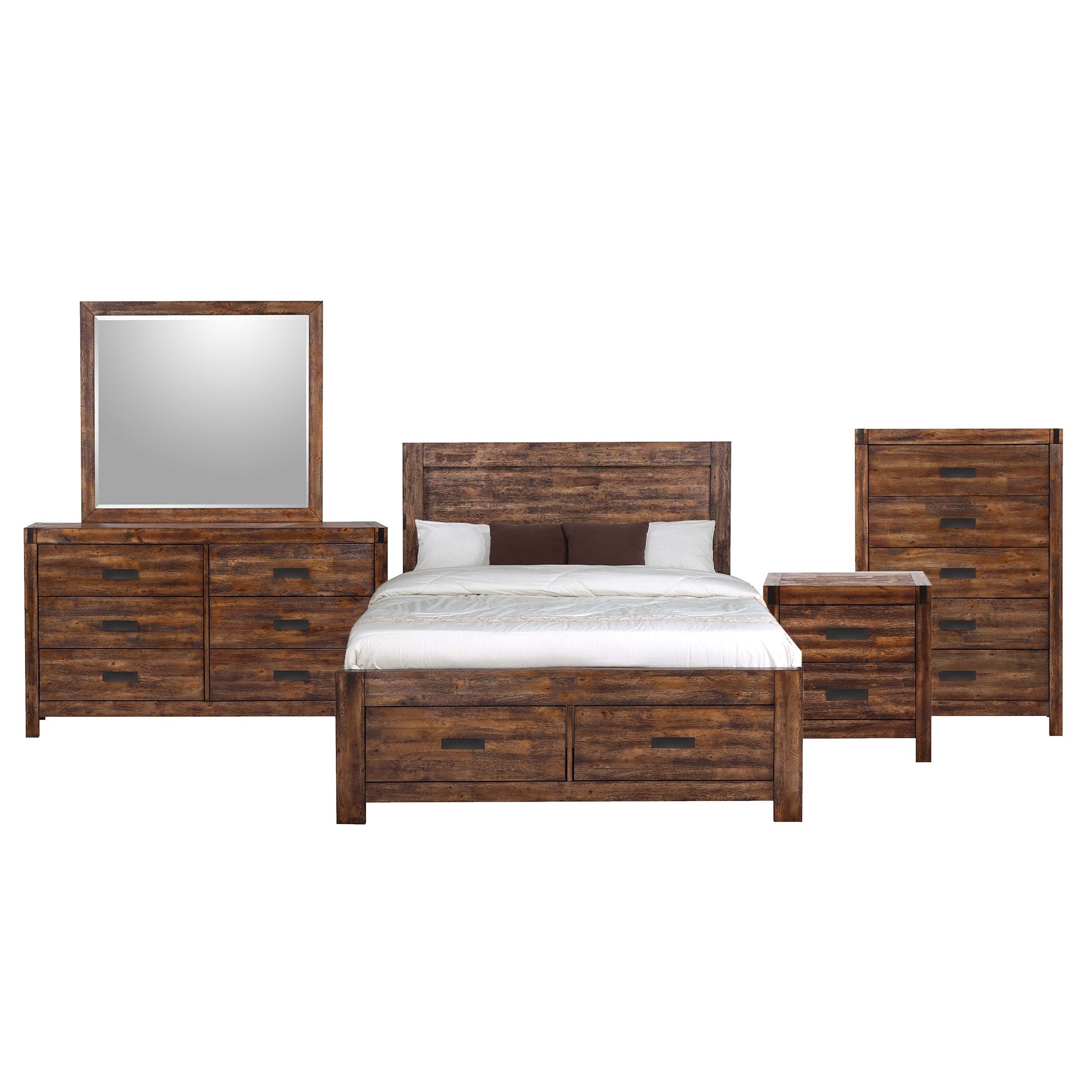 Picket House Furnishings Wren Queen 5PC Platform Storage Bedroom Set In Chestnu - - 31685259