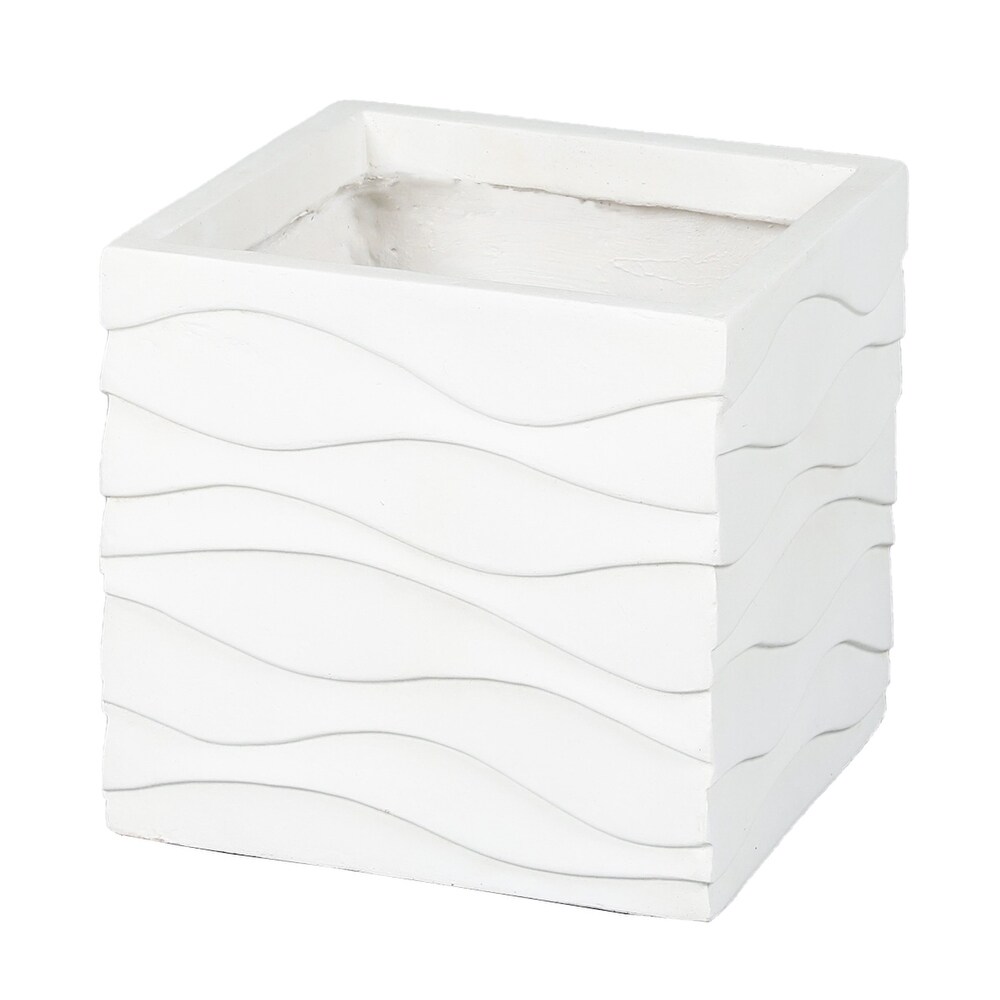 White Waves Square MgO Planter  Indoor   Outdoor   13.98\