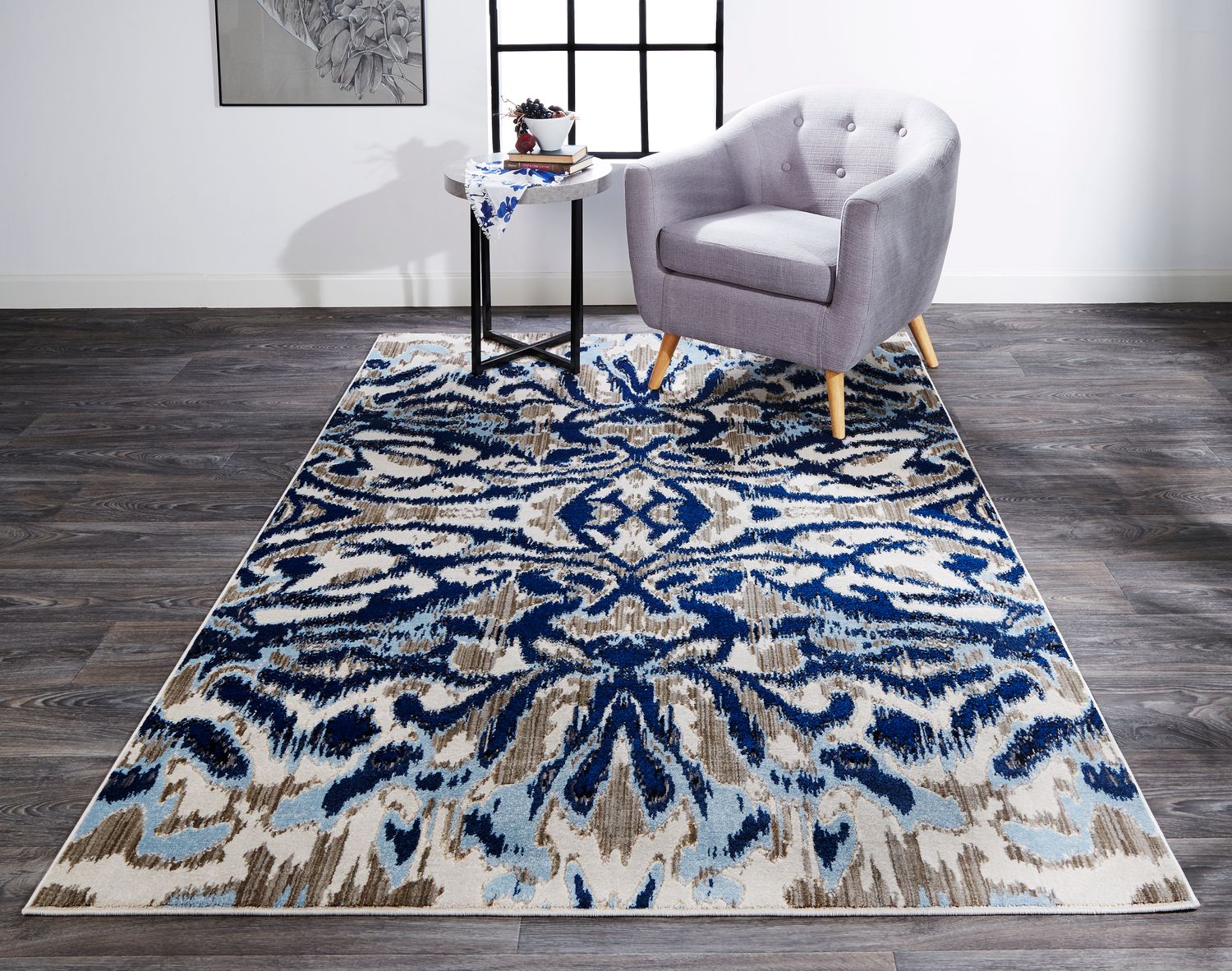 Carini Blue and Taupe Rug by BD Fine