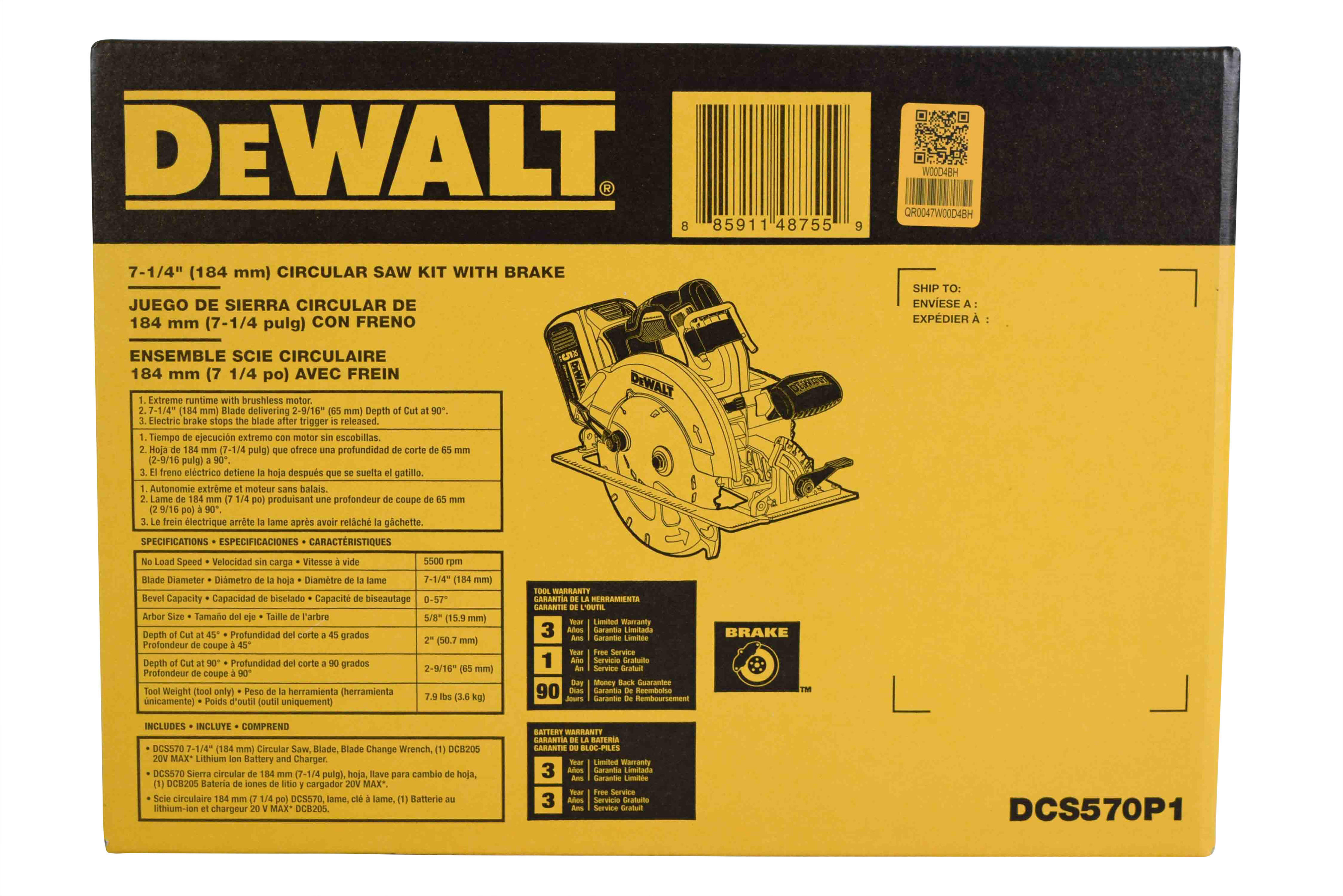 DEWALT DCS570P1 20V MAX 7-1/4