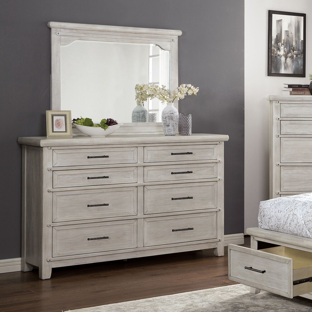 Tiwo Transitional White 2 piece 8 Drawer Dresser and Mirror Set by Furniture of America