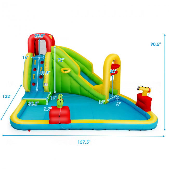 Inflatable Water Park Bounce House Bouncer Slide with Climbing Wall without Blower