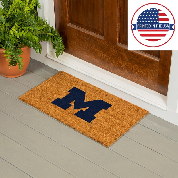 Evergreenncaamichigan Wolverines Logo Natural Coir 28 X 16 Inches Indoor Outdoor Doormat