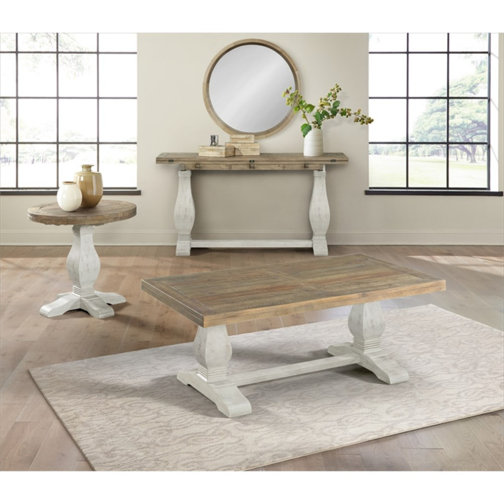 Home Square 2 Piece Set with Napa Solid Wood Coffee Table  ampEnd Table in White   French Country   Coffee Table Sets   by Homesquare  Houzz