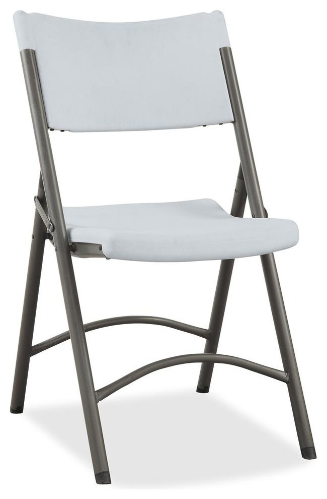 Lorell Heavy Duty Tubular Folding Chairs  Polyethylene Platinum Seat  Set of 4   Contemporary   Folding Chairs And Stools   by BisonOffice  Houzz