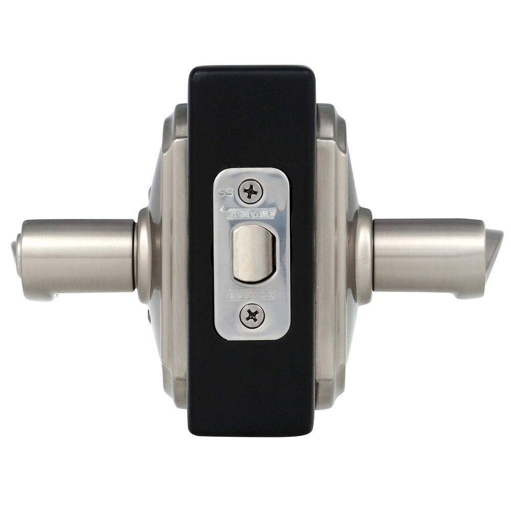 Schlage Accent Satin Nickel Privacy BedBath Door Handle with Camelot Trim F40 V ACC 619 CAM