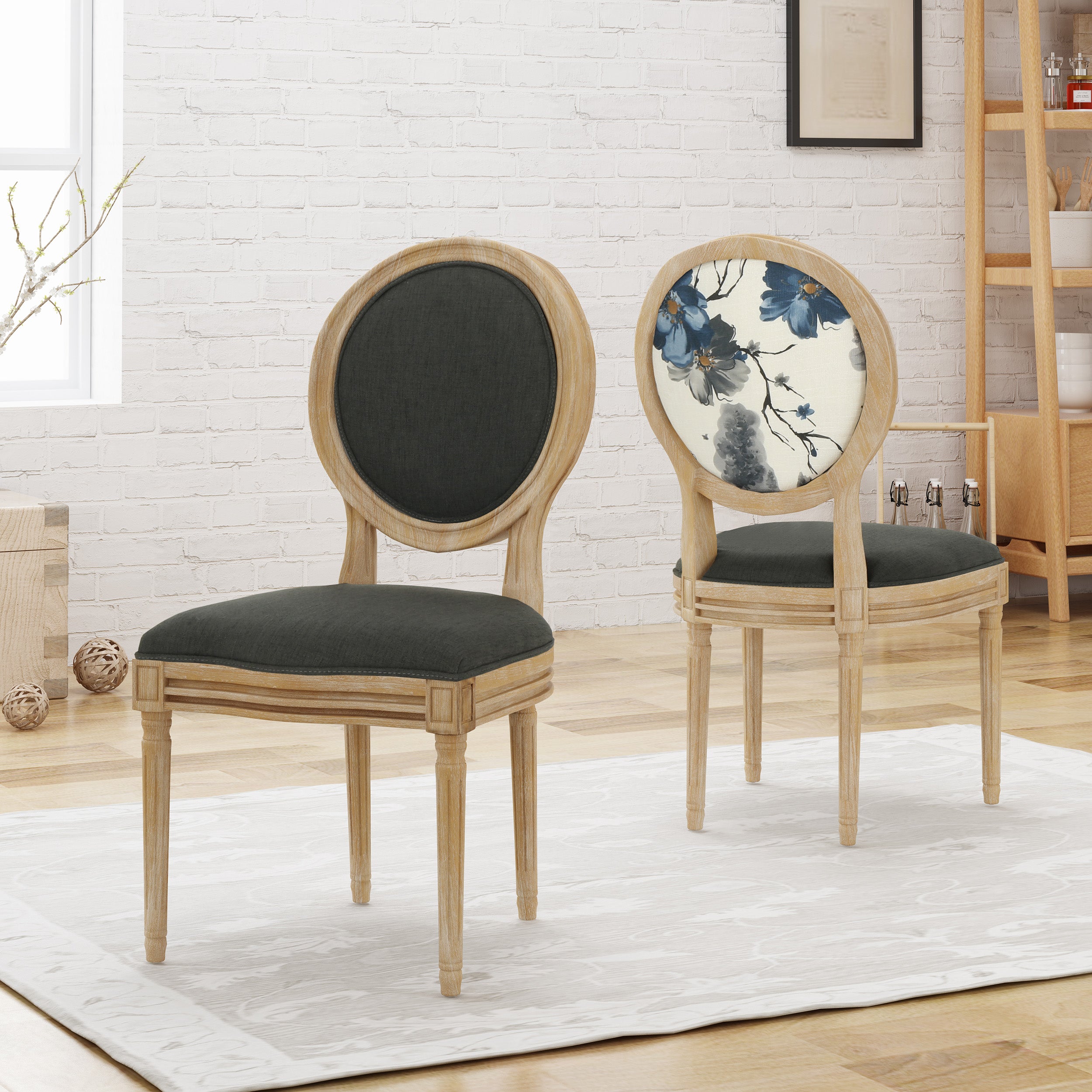 Reed Upholstered French Design Dining Chairs