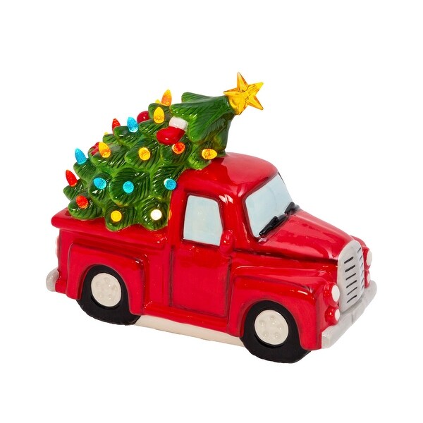 9.6 in Lighted Dolomite Holiday Truck with Tree