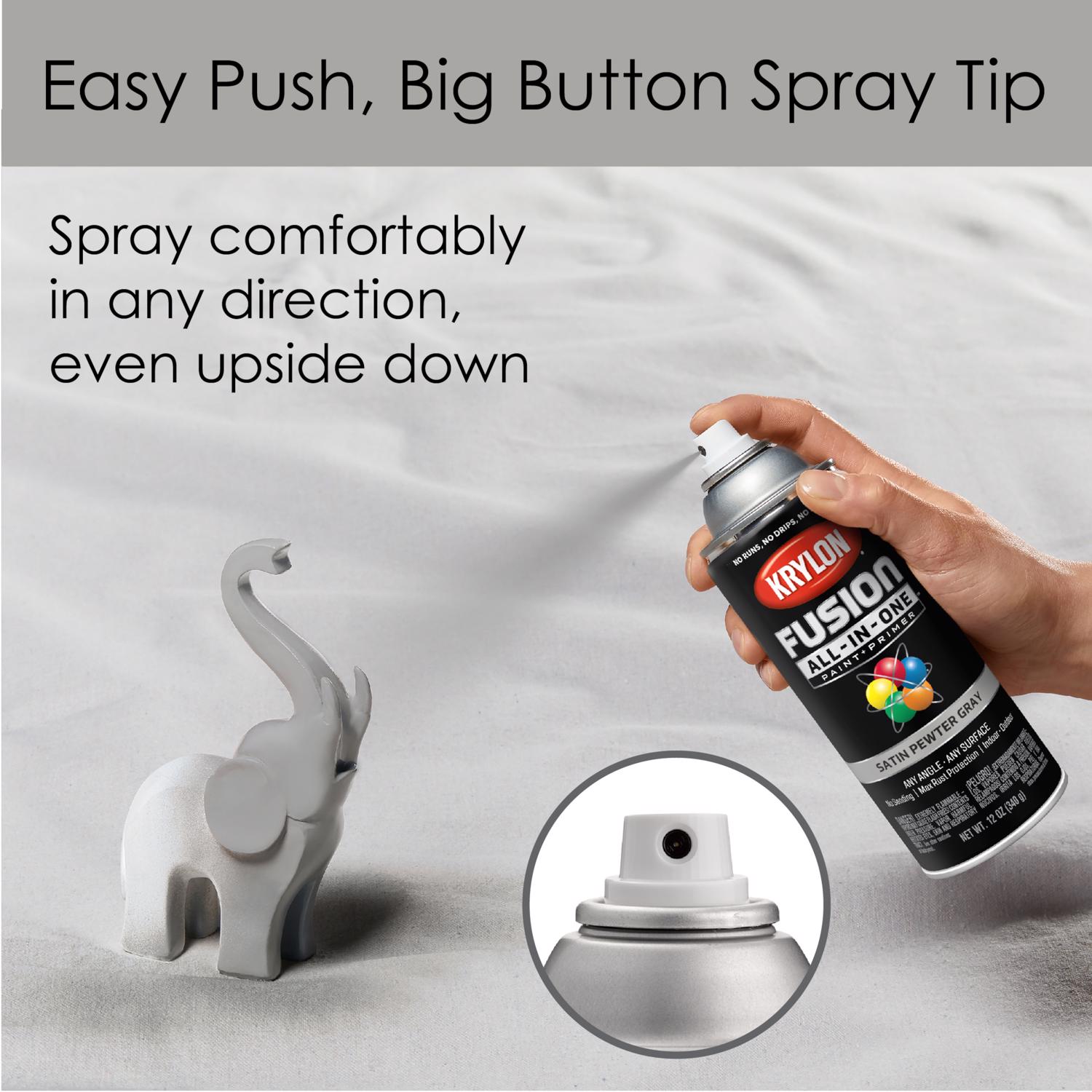 Krylon Fusion All-In-One Satin Pewter Gray Paint+Primer Spray Paint 12 oz