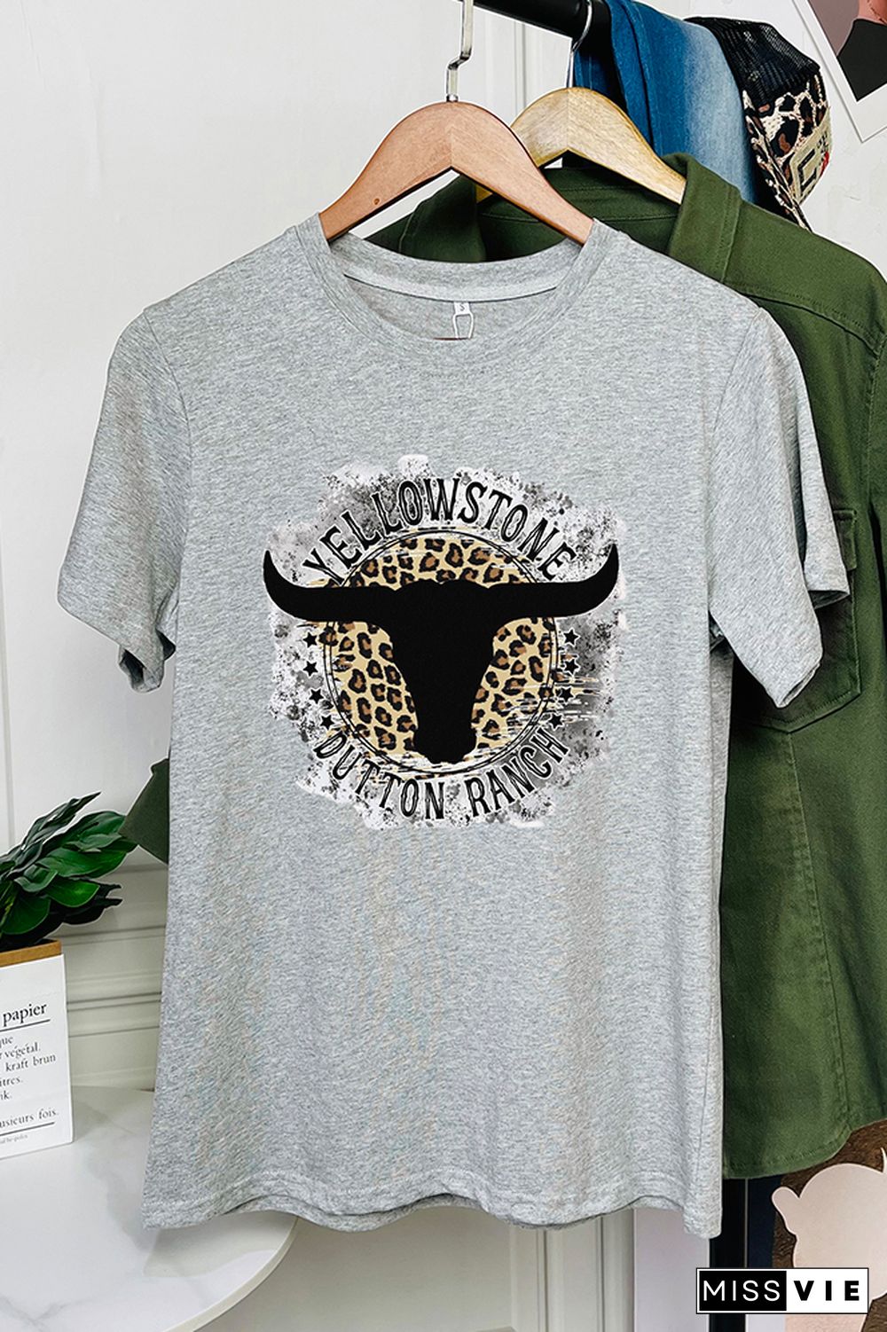 Yellowstone Dutton Ranch Leopard Short Sleeve Graphic Tee Wholesale