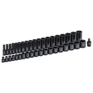 GEARWRENCH 12 in. Drive 6-Point SAE Standard  Deep Impact Socket Set (39-Piece) 84947N