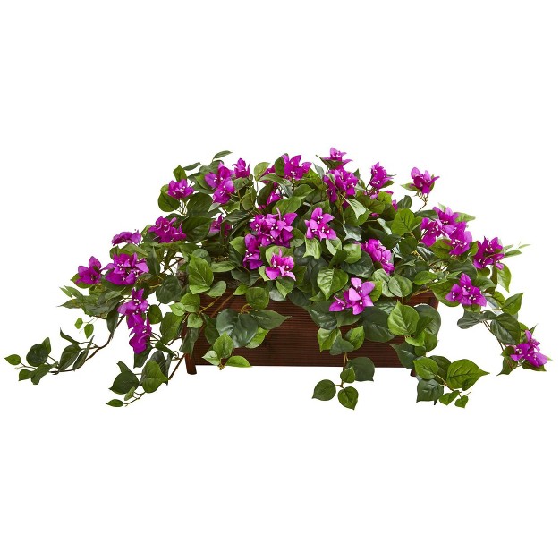 Nearly Natural 18-in Bougainvillea Artificial Plant In Decorative Planter