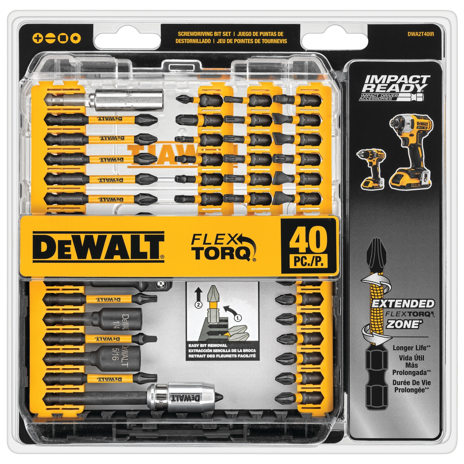 DW FlexTorq Screwdriver Bit Set Steel 40 pc