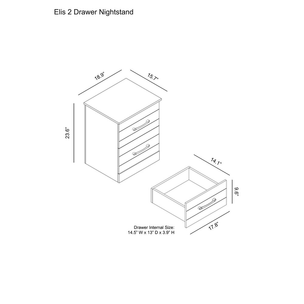 Elis 2 Drawers Nightstand