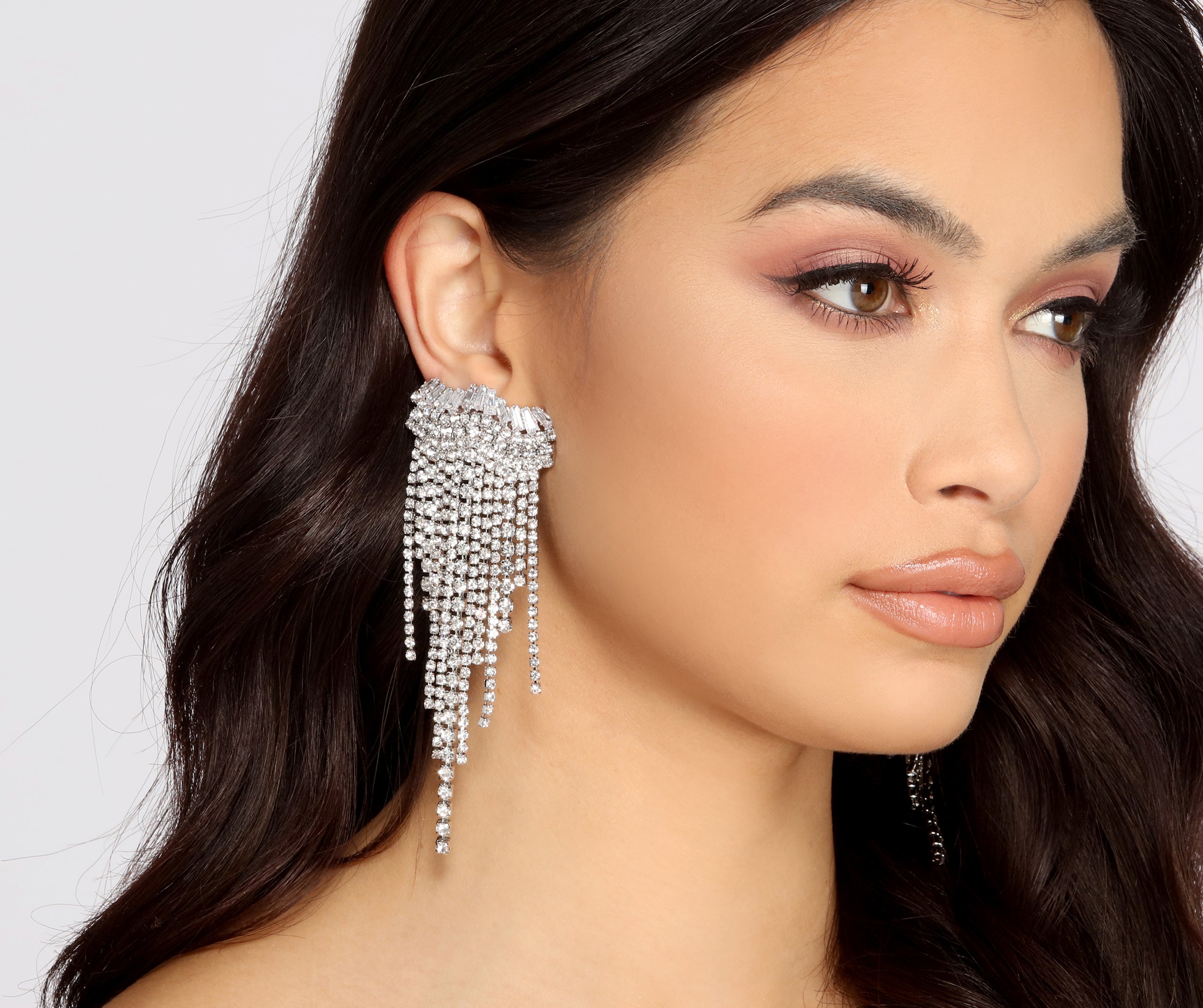 She's Arrived Rhinestone Fringe Earrings