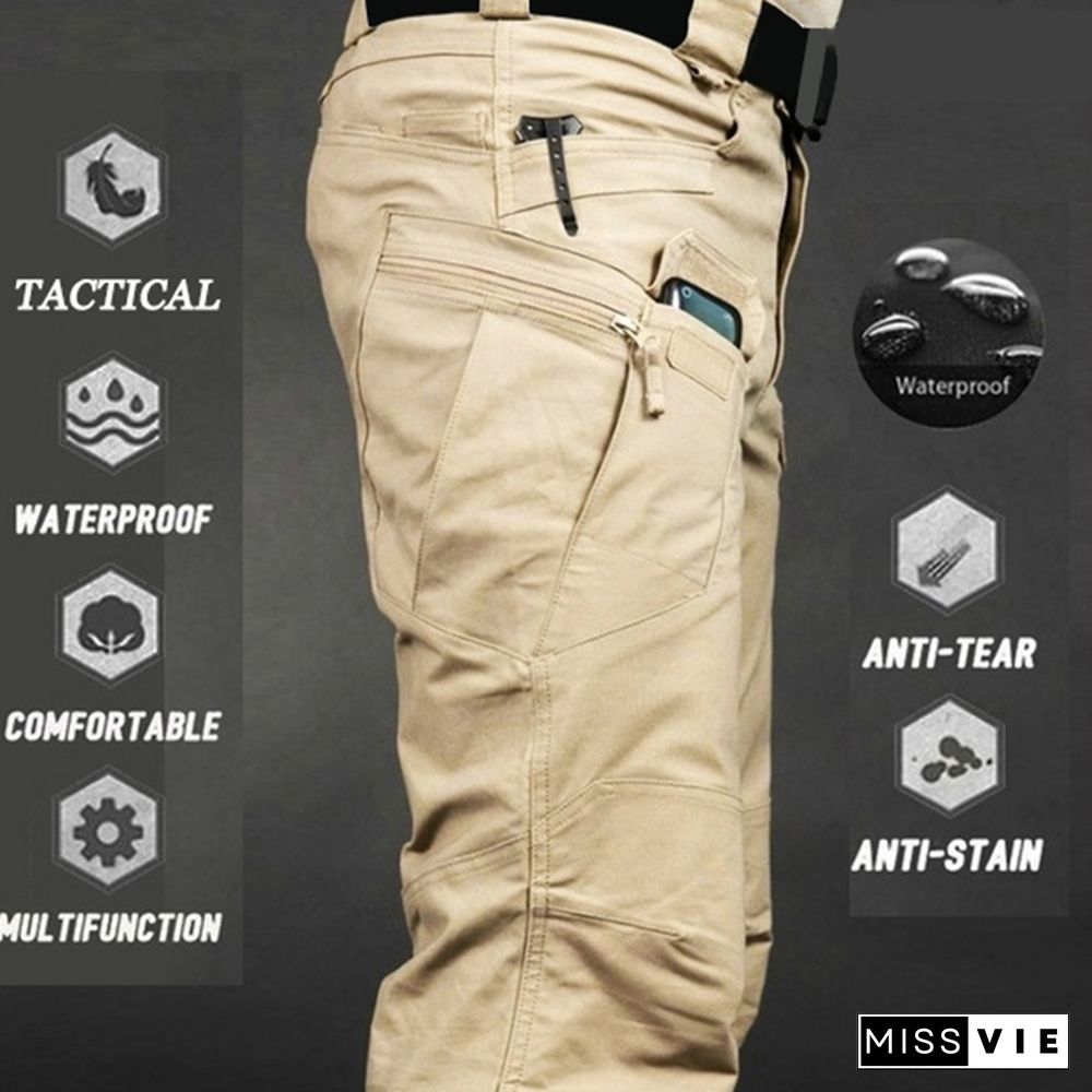 Mens Waterproof Cargo Pants Elastic Multiple Pocket Military Male Trousers Outdoor Joggers Pant Plus Size Tactical Pants Men