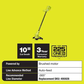 RYOBI ONE+ 18V 10 in. Cordless Battery String Trimmer (Tool Only) P20103BTL