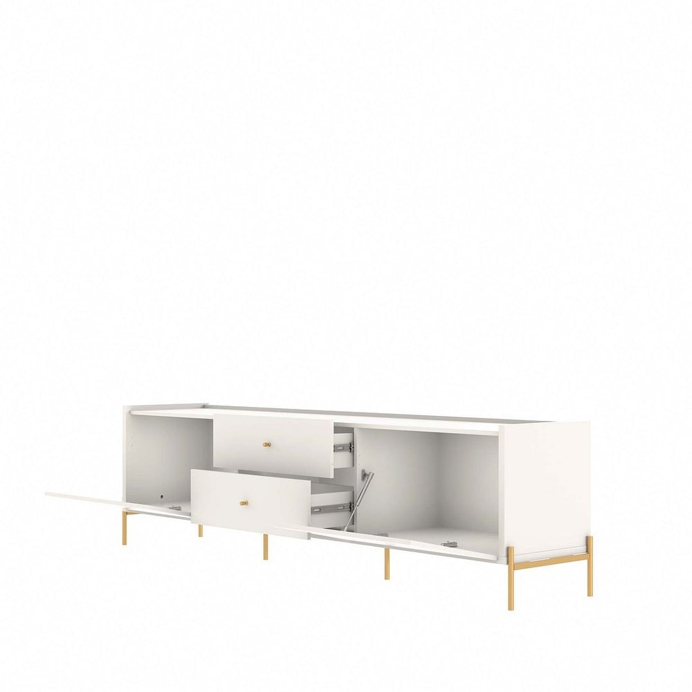 Manhattan Comfort Jasper 72.91 In. Gold Leg Media Cabinet Console