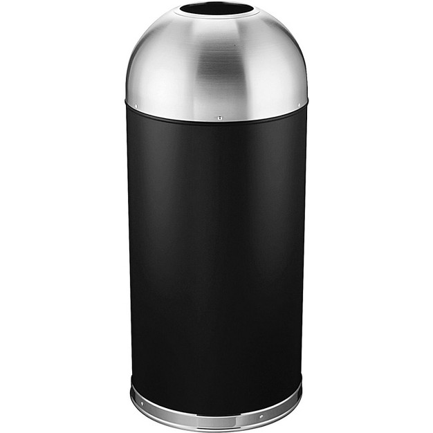 Genuine Joe Trash Receptacle Domed Top 15 Gal Black silver 58896