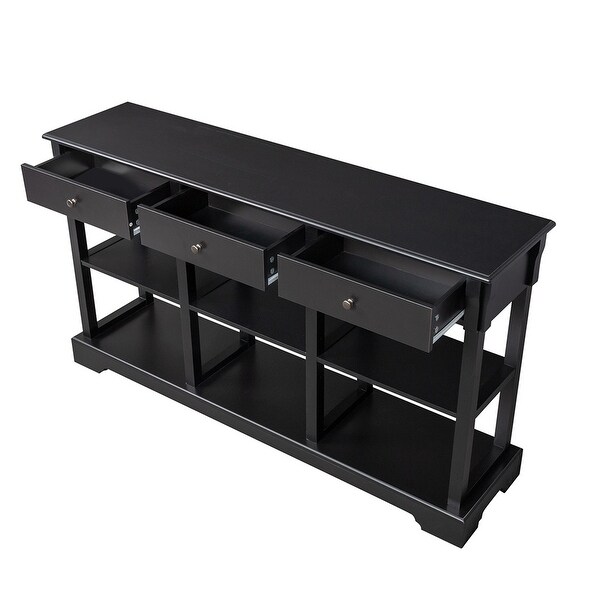 Console Table with Open Shelves and 3 Drawers for Living Room