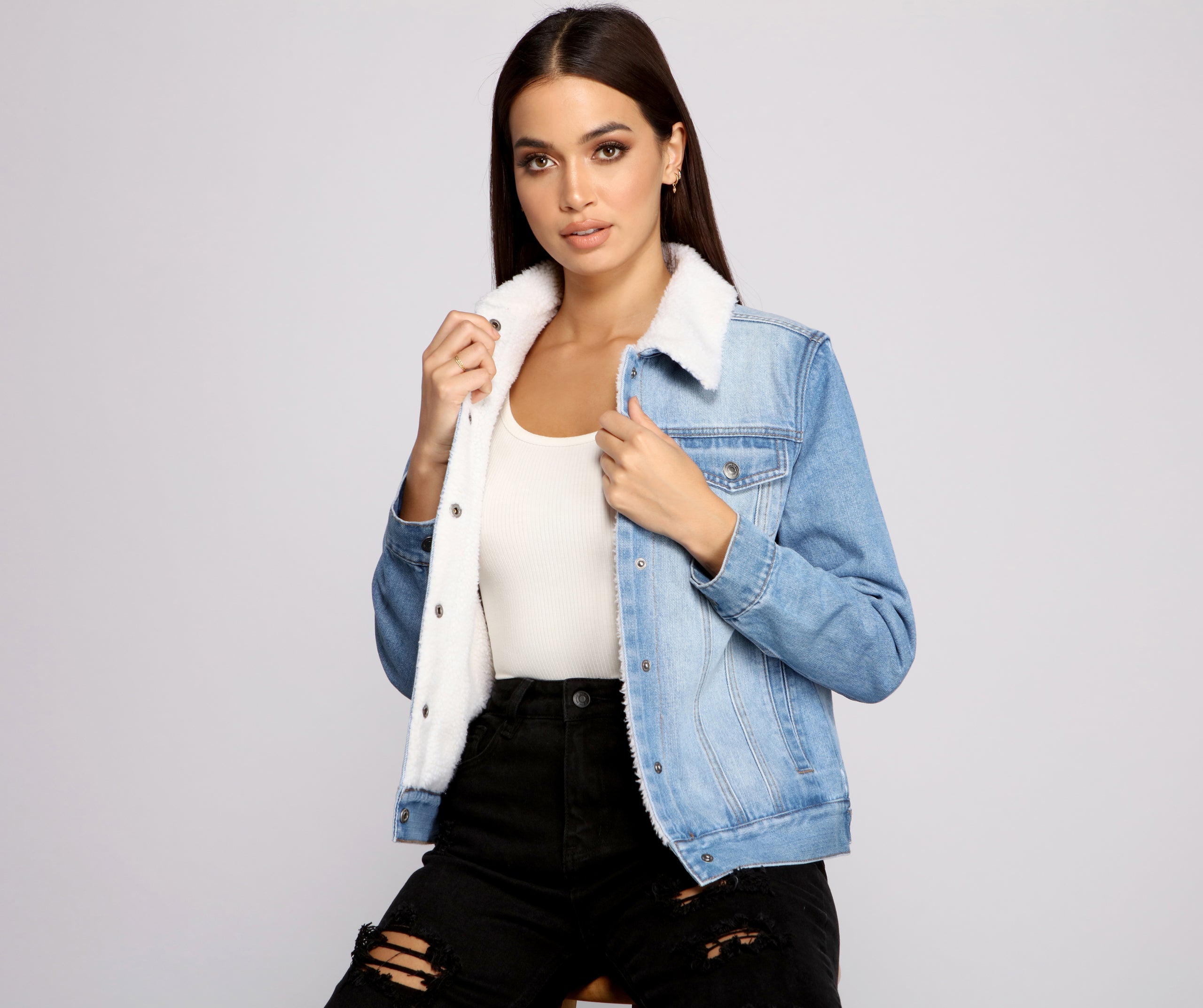 Cozy Cutie Sherpa Knit Denim Jacket