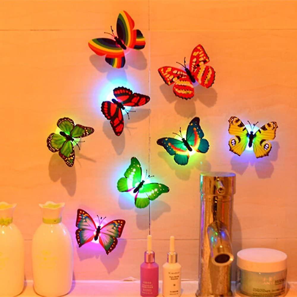 10pcs， 3d Flashing Butterfly Wall Stickers， Led Night Light Sticker