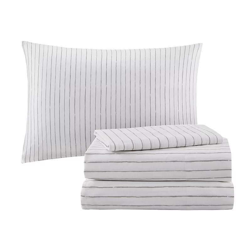 Madison Park Essentials Lisetta Reversible Comforter Set with Cotton Sheets and Throw Pillow