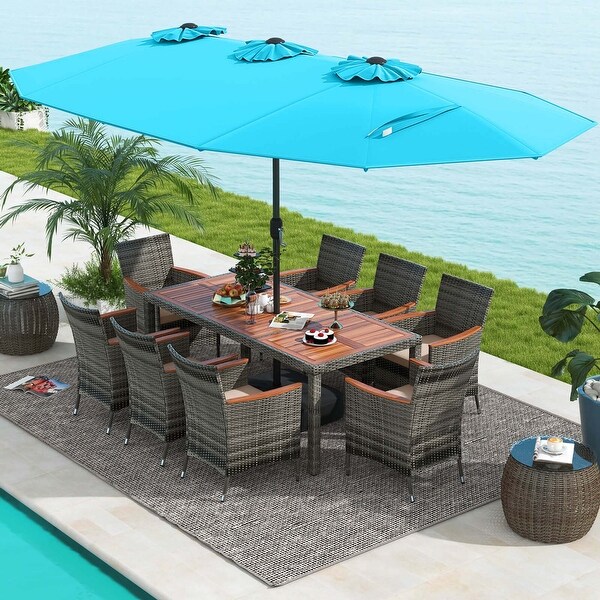 Costway 10 Pieces Patio Wicker Dining Set with DoubleSided Patio