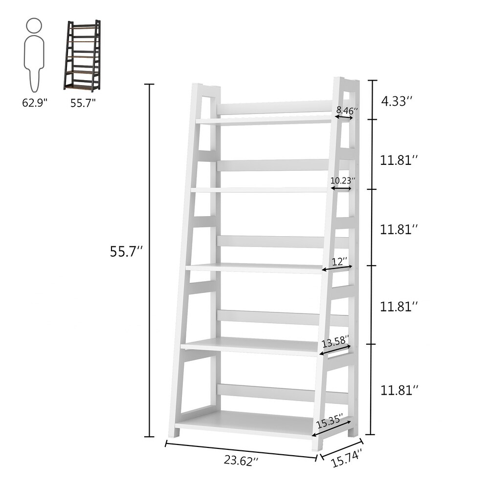 5 Tier Ladder Shelves  Bookshelf Bookcase for Living Room