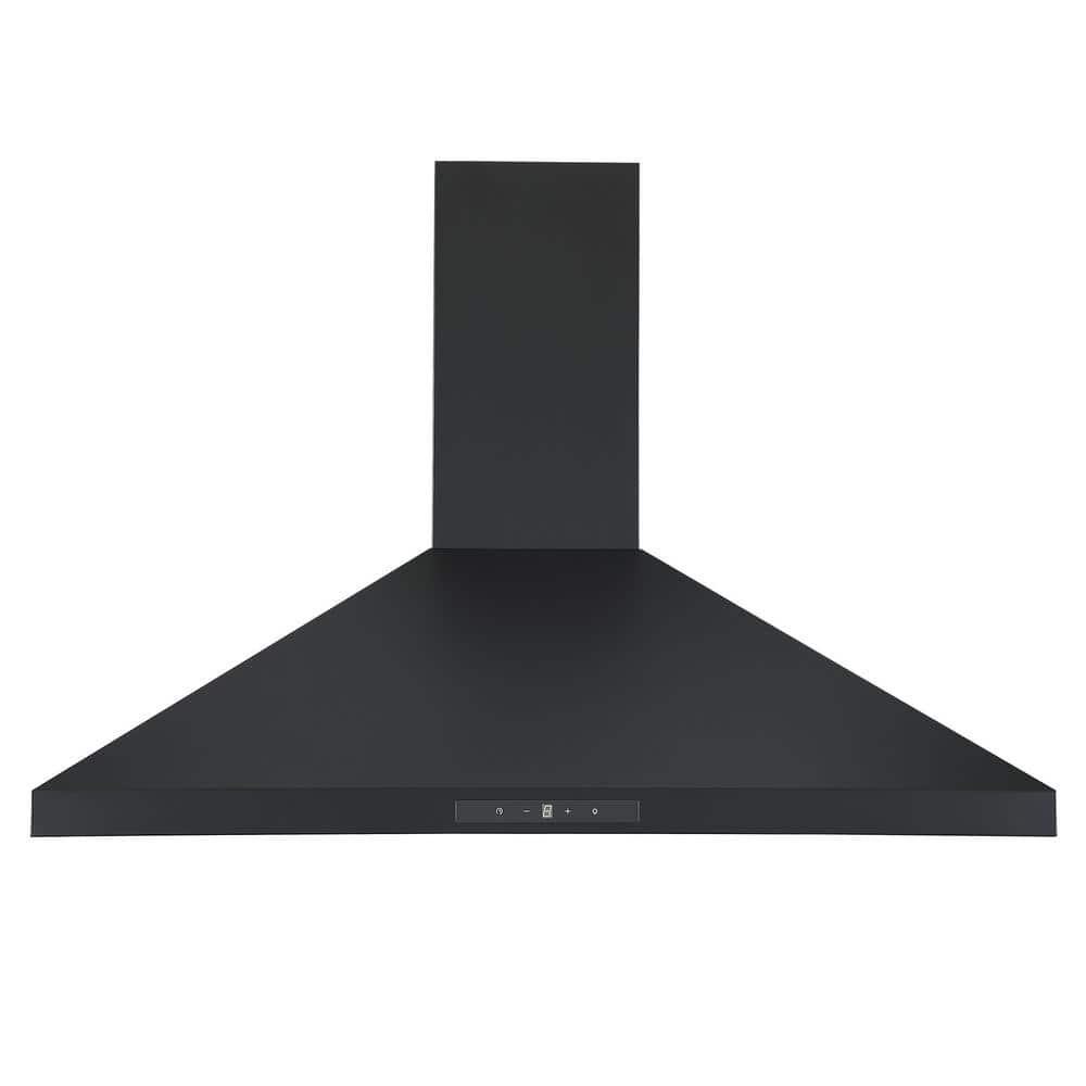 Ancona 36 in 440 CFM Convertible Wall Mount Pyramid Range Hood with LED Lights in Matte Black