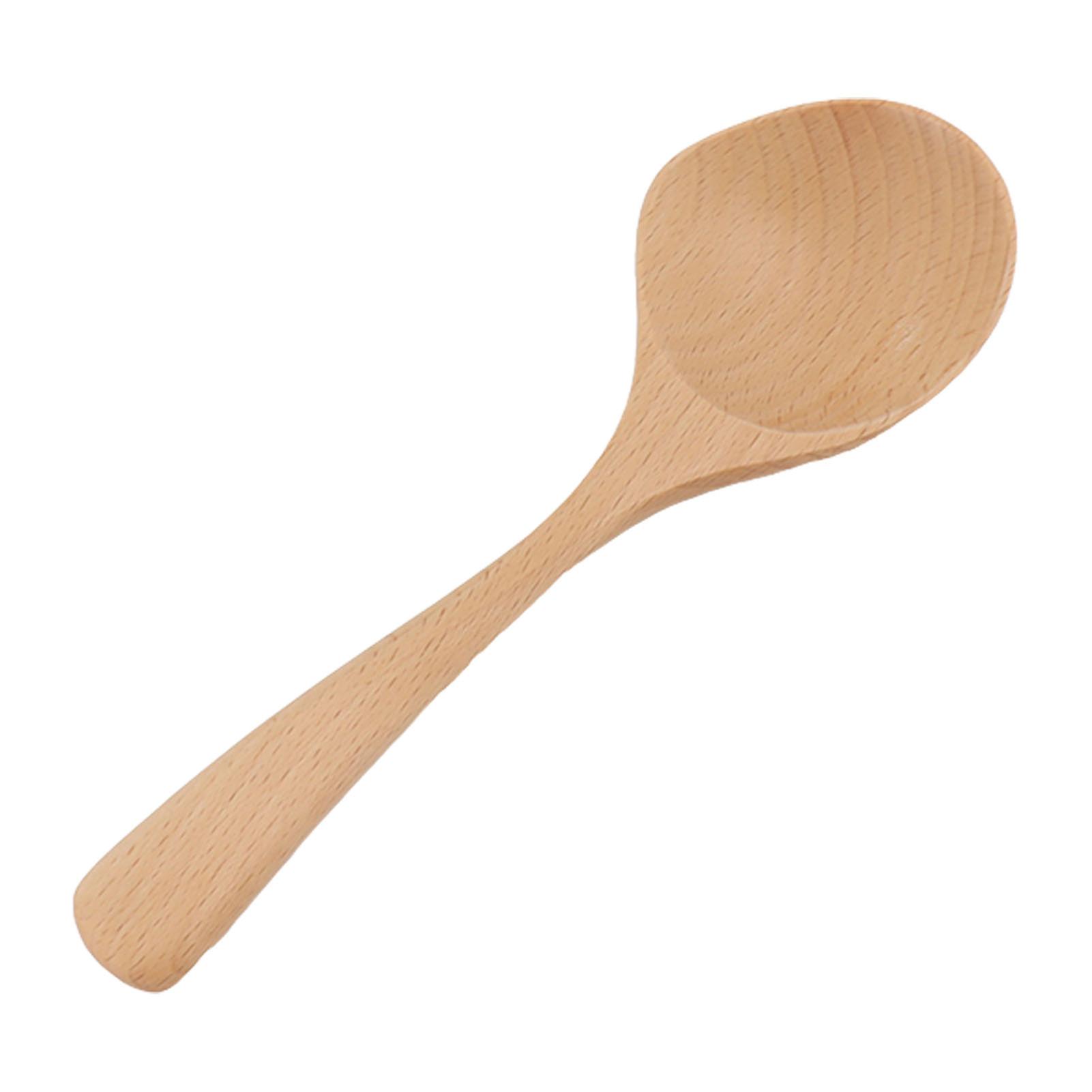 Wooden Soup Spoon Fine Polishing Handcrafted High Temperature Resistant Long Handle Wooden Spoons for Restaurant