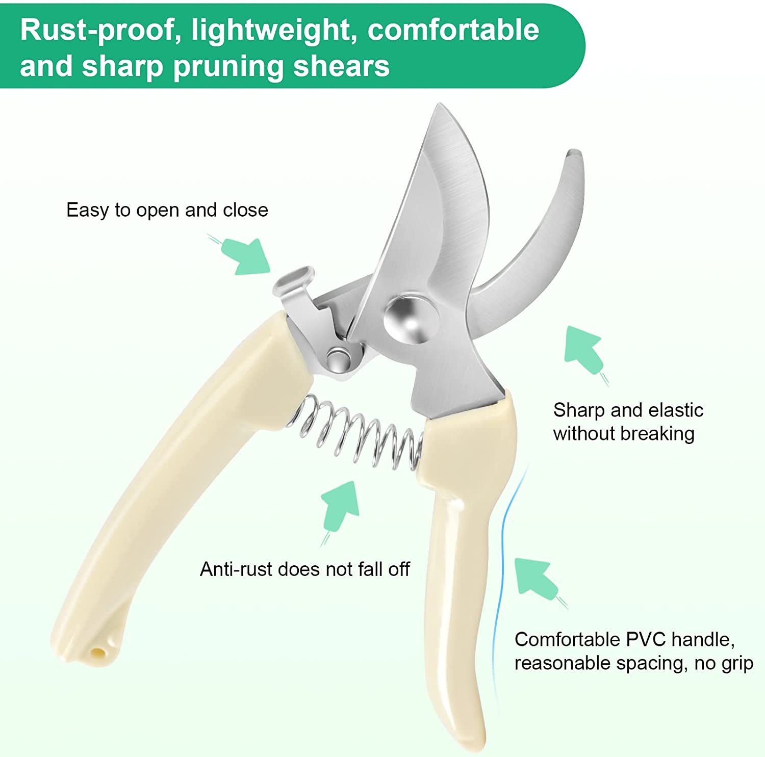 Rush To Sky Premium Pruning Shears, Scissors Gardening Tools, Garden Clippers Trimming Floral, Rose, Flower Stem, Tree and Indoor Live Plant, Hand Pruners, Florist Snips Set, Small Trimmer, 2 Pack