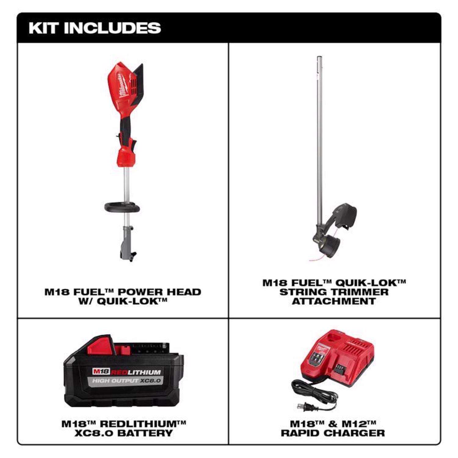 MW M18 FUEL Quik-Lok 2825-21ST 16 in. 18 V Battery String Trimmer Kit (Battery and Charger)