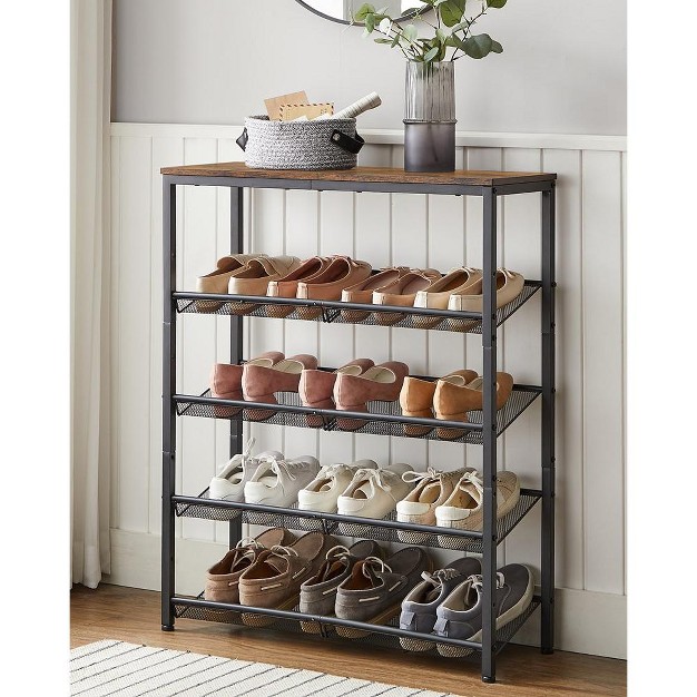 Vasagle Shoe Rack 5 Tier Rustic Brown And Black