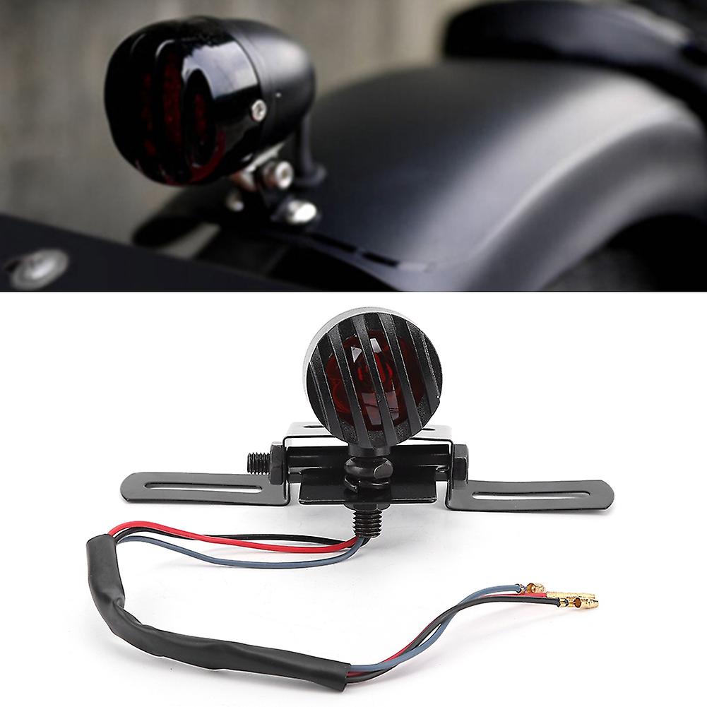 Motorcycle Black Retro Metal Tail Lamp Brake Light License Plate Stop Taillight