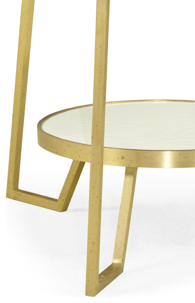 Modern Accents Round Ivory Crackle Ceramic Laquered Lamp Table   Contemporary   Side Tables And End Tables   by HedgeApple  Houzz