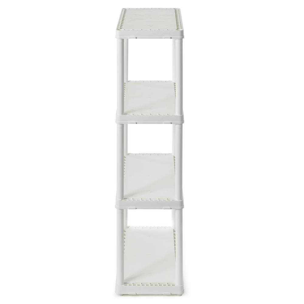 GRACIOUS LIVING White Solid Plastic Easily Assembled Light Duty Shelving Unit 24 in. L x 12 in. W x 48 in. H 91064-1C-90