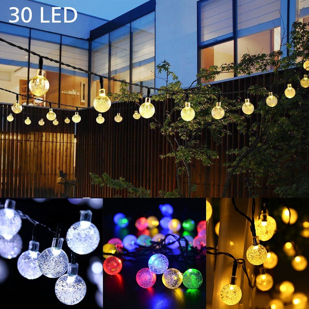 Solar 30 LED String Light Globe Ball Garden Path Yard Decor Lamp - 21ft Total Length Shopping - The Best Deals on String Lights | 39210862