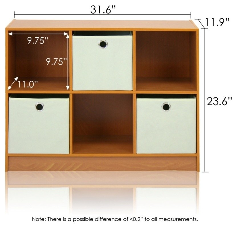 Furinno 99940LC/IV Basic 3x2 Bookcase Storage With Bins  Light Cherry/Ivory   Transitional   Bookcases   by VirVentures  Houzz