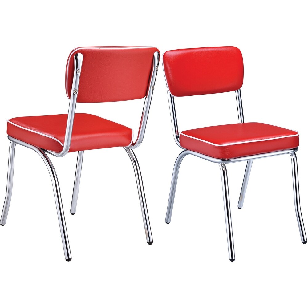 Nostalgic Bistro Retro Design Red Dining Chairs (Set of 2)