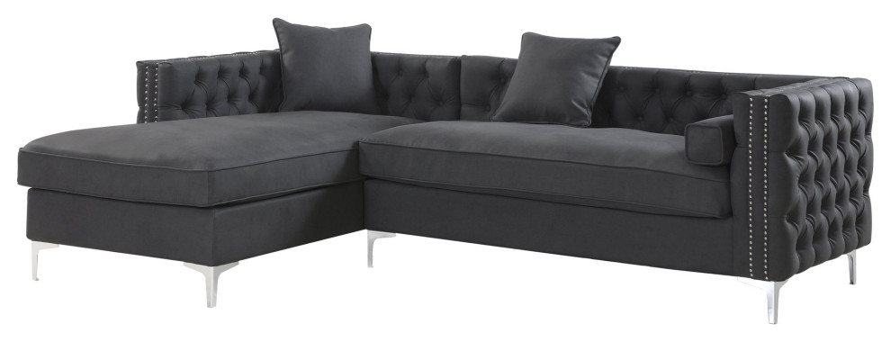 Contemporary Left Hand Facing Sectional Sofa  PU Leather Seat  ampBackrest   Midcentury   Sectional Sofas   by Decorn  Houzz