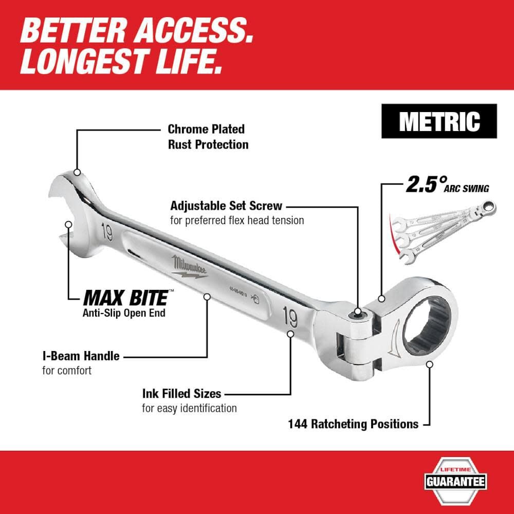 Milwaukee Combination Wrench Flex Head Ratcheting 17mm 45-96-9617 from Milwaukee