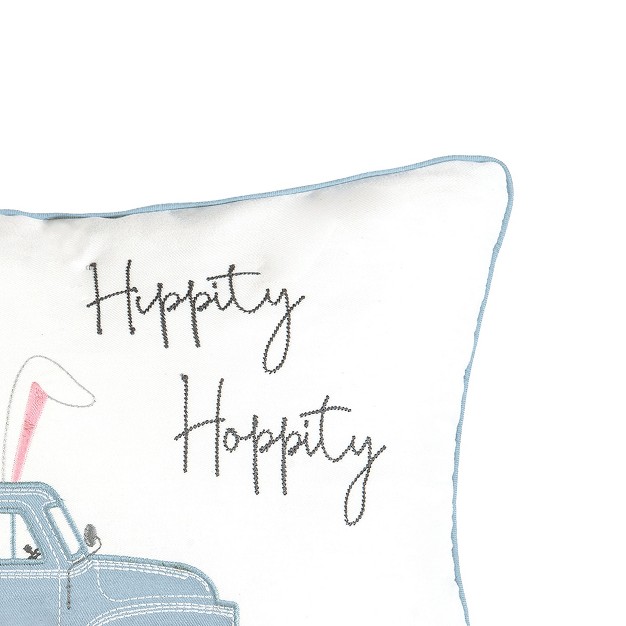 X 20 quot Hippity Hoppity Easter Truck Spring Embroidered Throw Pillow