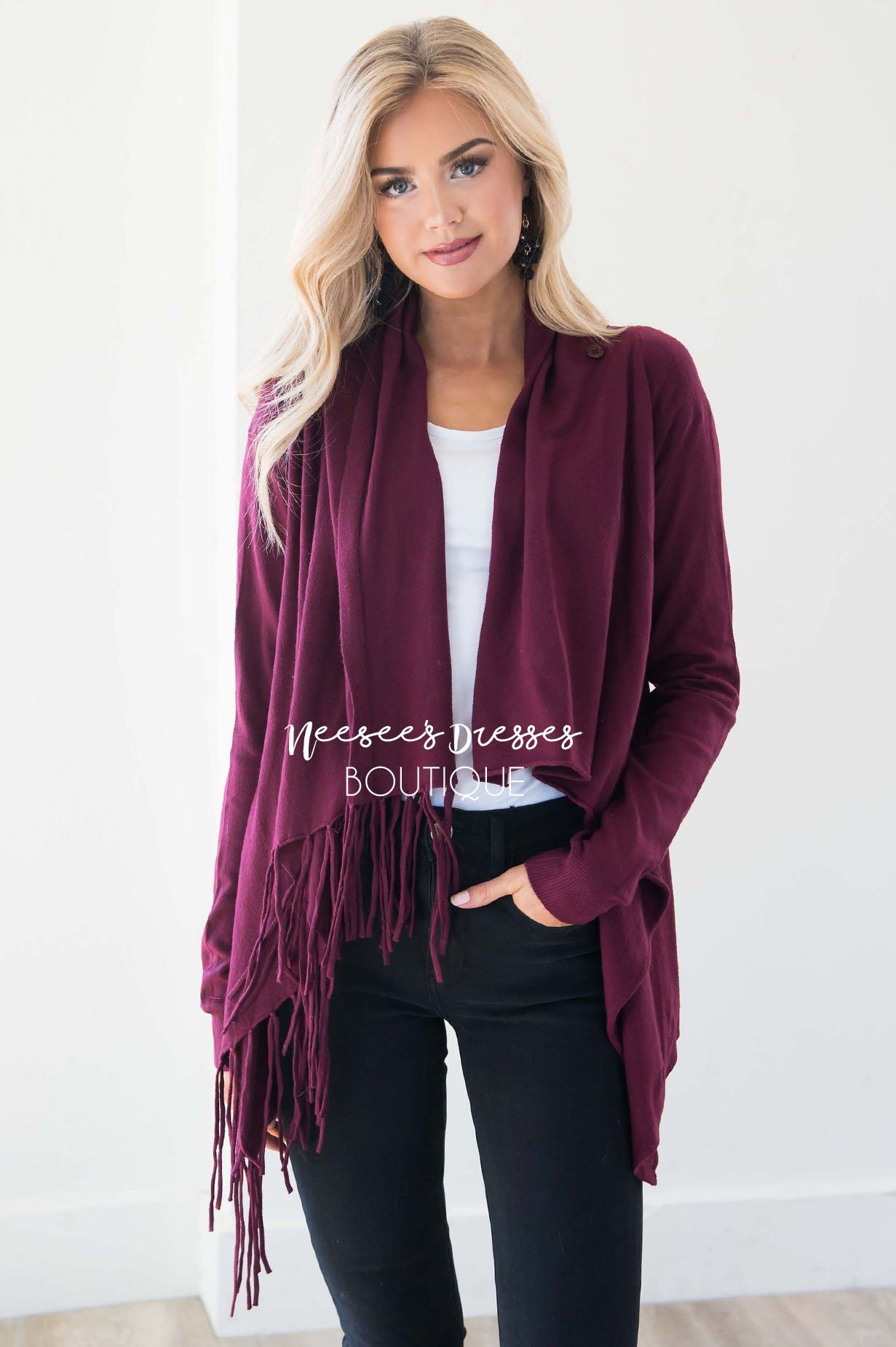 New Stories Fringe Wrap Sweater