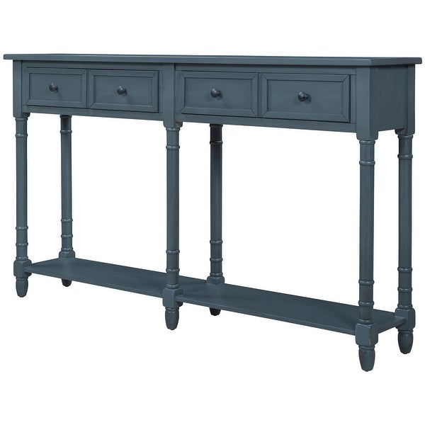 Console Table Sofa Table with Two Storage Drawers and Bottom Shelf for Living Room， Entryway