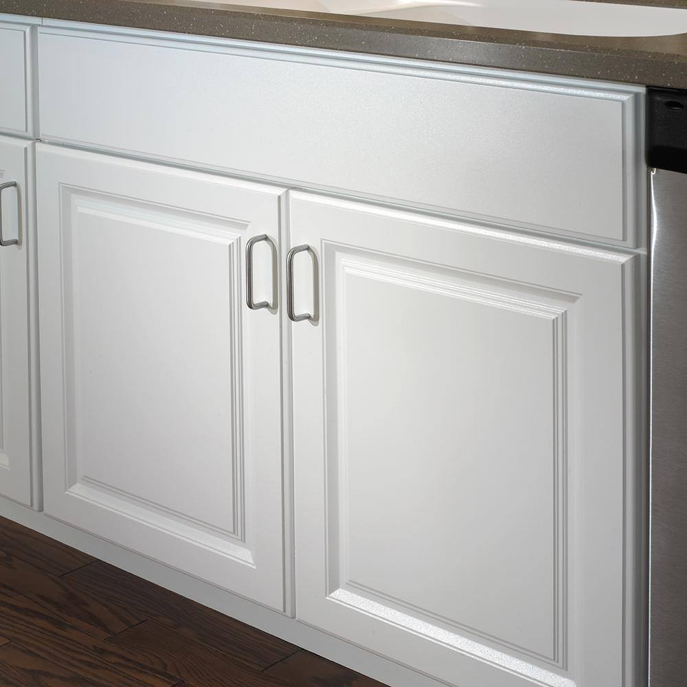 Hampton Bay Hampton 36 in. W x 24 in. D x 34.5 in. H Assembled Sink Base Kitchen Cabinet in Satin White KSB36-SW