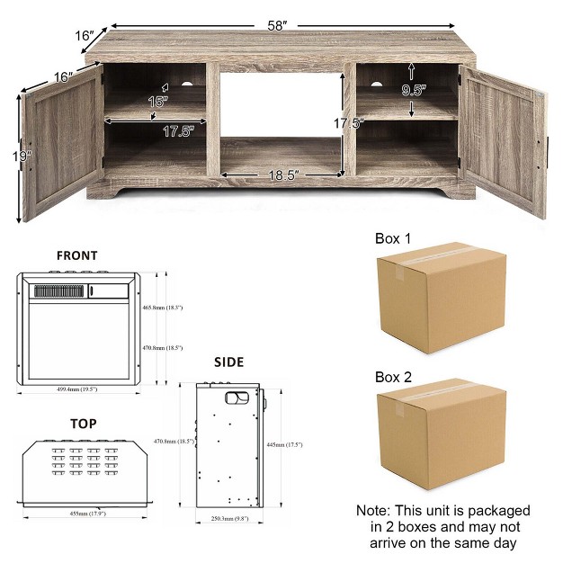 Costway 58 x27 x27 Fireplace Tv Stand Storage Cabinet Console W 18 x27 x27 1500w Electric Fireplace