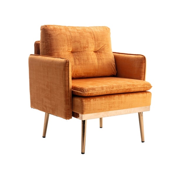 Velvet Upholstered Tufted Accent Chair With Rose Golden feet