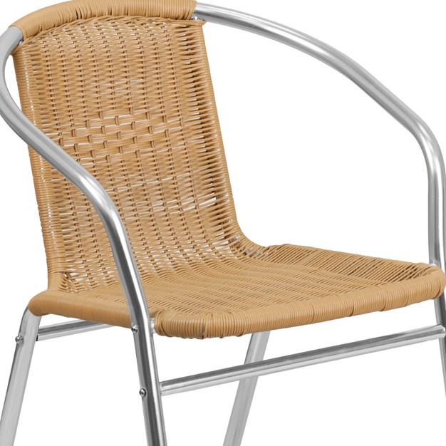 Flash Furniture Aluminum And Rattan Commercial Indoor outdoor Restaurant Stack Chair